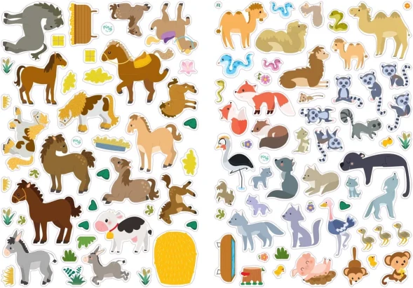 600 наклеек. Животные. Робинс