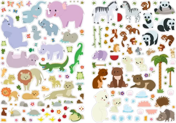 600 наклеек. Животные. Робинс