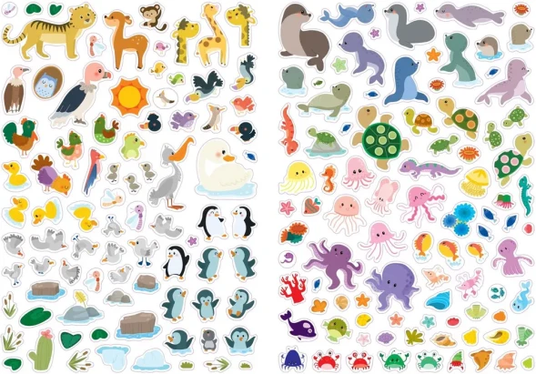 600 наклеек. Животные. Робинс