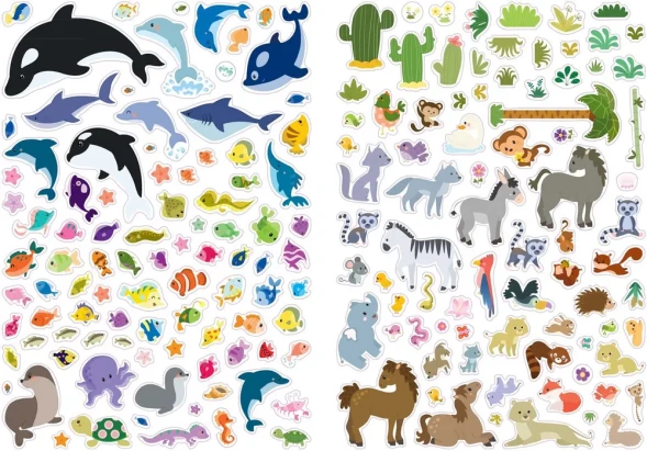 600 наклеек. Животные. Робинс