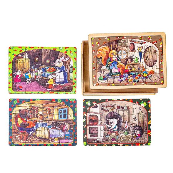 Набор деревянных пазлов "Лесные сказки"