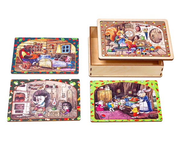 Набор деревянных пазлов "Лесные сказки"