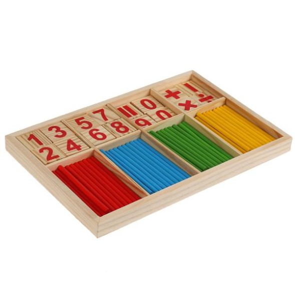 Игрушка деревянная счетный набор СИНИЙ ТРАКТОР. Буратино