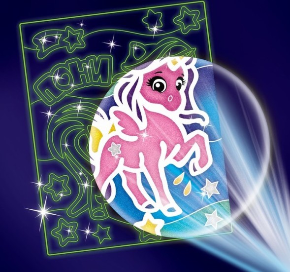 Набор для творчества. Лунная фреска «Единорог», светящийся песок + блёстки