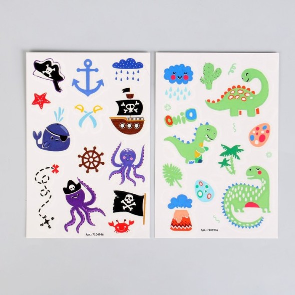 Набор «Детские татуировки для мальчиков», светятся в темноте, 2 листа