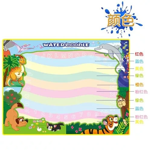 Большой коврик Радуга для рисования водой со штампами и трафаретами, 150*100 см