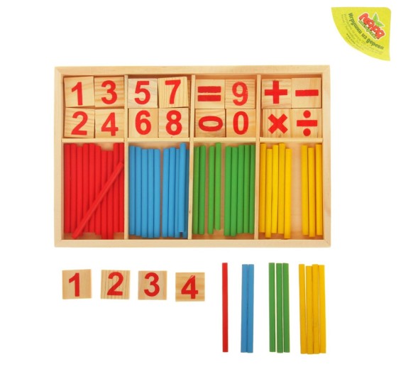 Счётные палочки, цифры и знаки, 72 элемента, Лесная мастерская