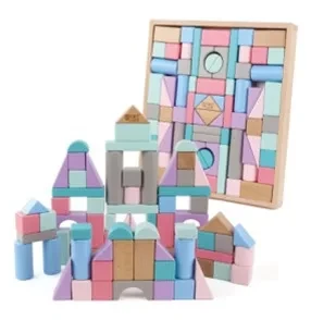 Деревянный конструктор для конструирования и игры, 75 деталей