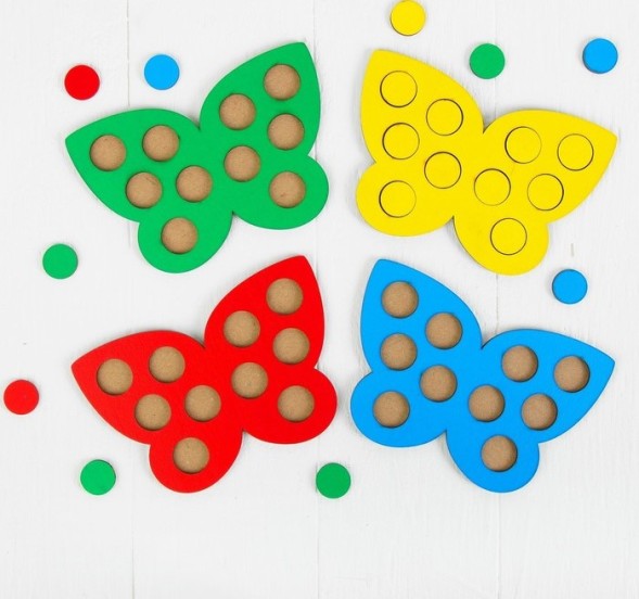 Мозаика &quot;Бабочки&quot;, 4 бабочки, 40 кружков d= 2 см