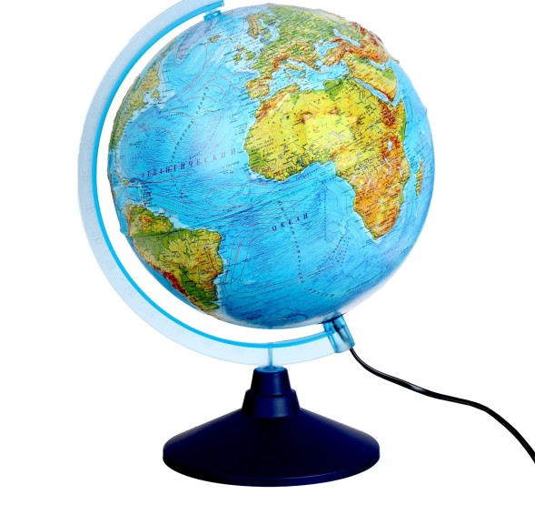 Глобус физико-политический &quot;Глобен&quot;, интерактивный, диаметр 250 мм, рельефный, с подсветкой, с очками