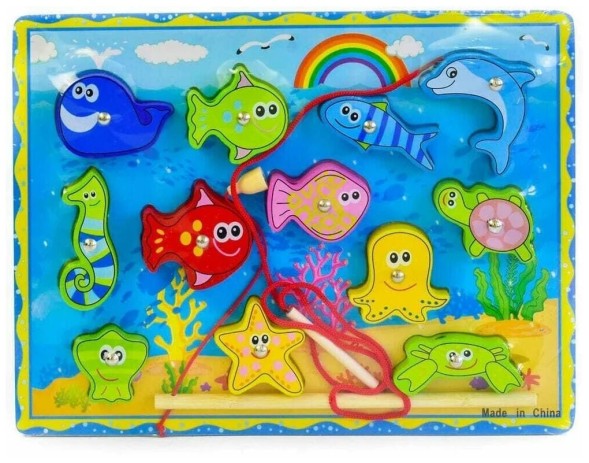 Магнитная рыбалка 3в1 "Морской мир" (рыбалка/шнуровка/вкладыши)