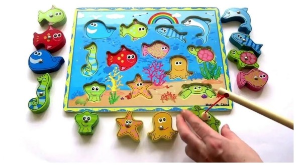 Магнитная рыбалка 3в1 "Морской мир" (рыбалка/шнуровка/вкладыши)