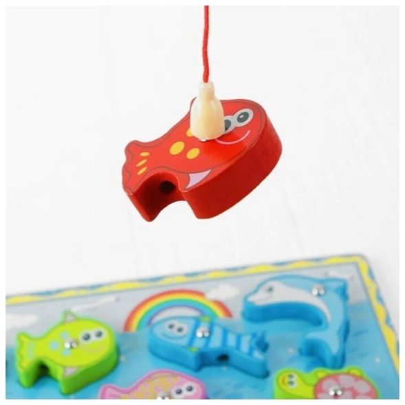 Магнитная рыбалка 3в1 "Морской мир" (рыбалка/шнуровка/вкладыши)