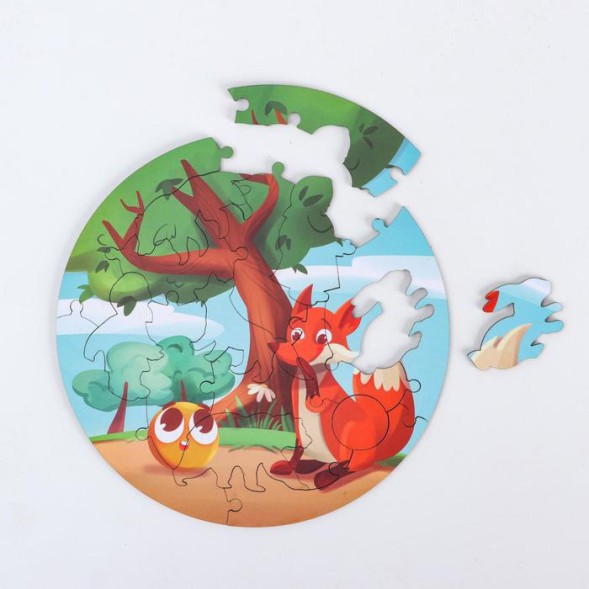 Развивающий пазл "Колобок", дерево, 17 деталей