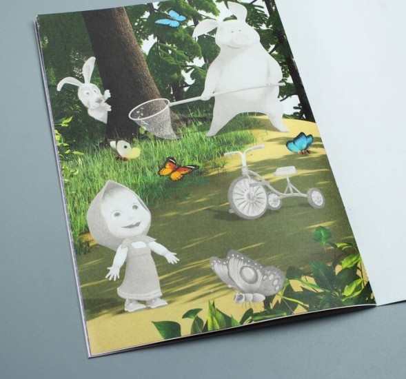 Книга с аппликациями, 20 стр., «Маша и Медведь», фиолетовый