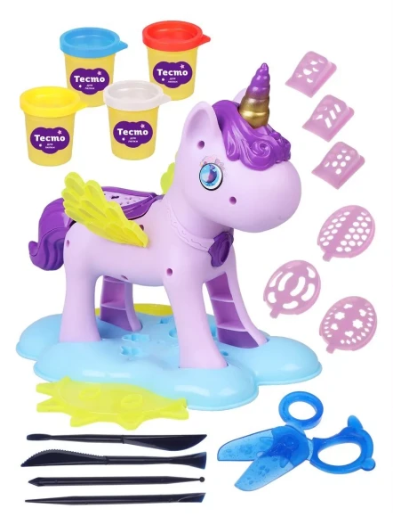 Набор для лепки &quot;Единорог&quot;, тесто 4 цвета, 230 г, пластиковый единорог, 16 аксессуаров. ON TIME