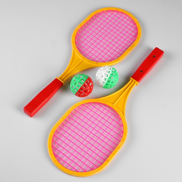 Набор для игры "Мини-бадминтон", детский, 2 ракетки, 42 х 15 х 2 см, 2 мяча, d-6 см