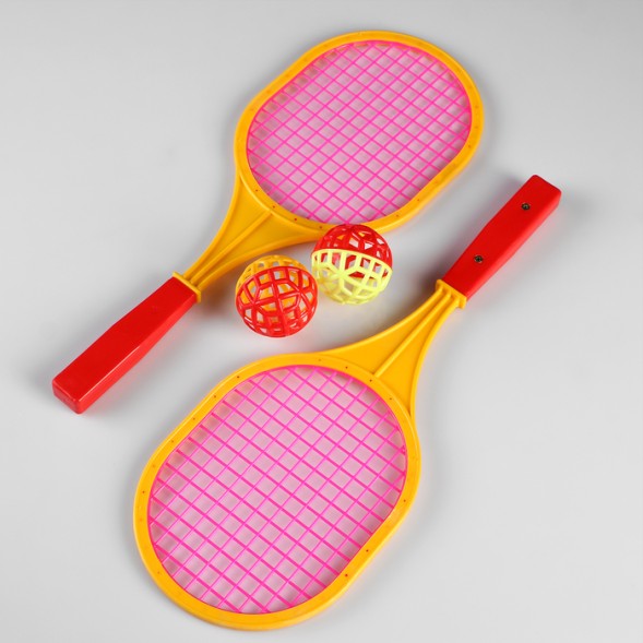 Набор для игры "Мини-бадминтон", детский, 2 ракетки, 42 х 15 х 2 см, 2 мяча, d-6 см