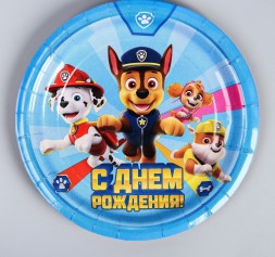 Набор бумажной посуды, на 6 персон "С днем рождения!", Щенячий патруль