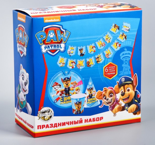 Набор бумажной посуды, на 6 персон &quot;С днем рождения!&quot;, Щенячий патруль
