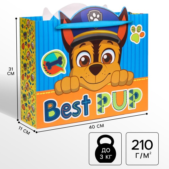 Пакет подарочный «Best pup»,31х40х11 см, упаковка, Щенячий патруль
