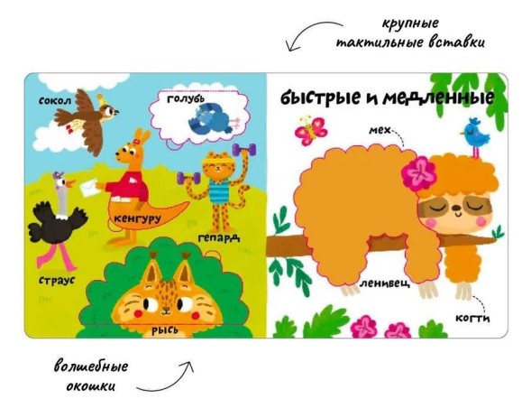 Мои первые 100 слов с окошками. Такие разные животные (с тактильными вставками)