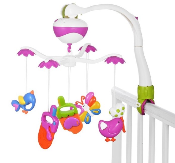 Мобиль музыкальный «Розовый слон. Полянка», работает от батареек