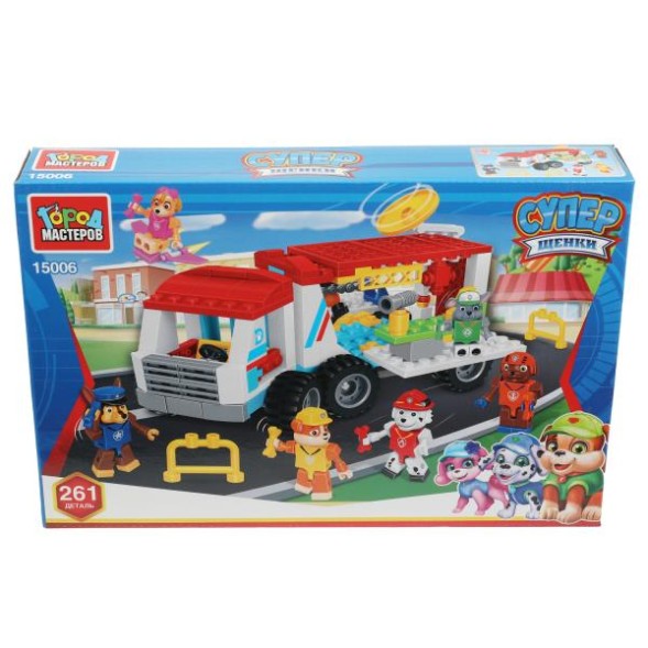 Конструктор супер щенки Щенячий патруль: передвижной штаб, 261 дет. Город мастеров