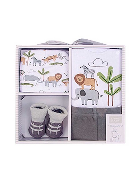 Подарочный набор Животные (боди, штанишки, шапочка, носочки), 0-6 мес