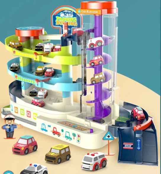 Детский автоматический трек с игрушечными машинками, многоэтажная парковка, инерция