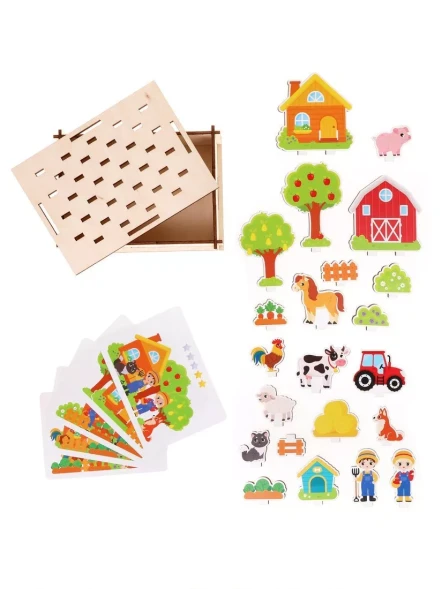 Головоломка-панорама "Веселая ферма" с 10 заданиями, 5 уровней сложности, 22 детали