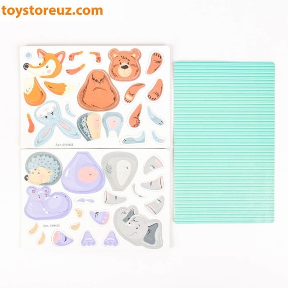 Магнитные истории «Всякая всячина. Зоопарк» с магнитным полем (бегемот, еж, лиса и слон)