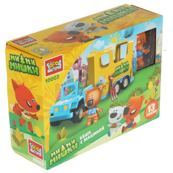 Ми-ми-мишки конструктор большие кубики: Кеша с машиной , 13 дет. Город мастеров