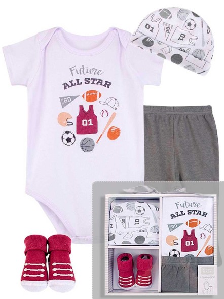 Подарочный набор Баскетбол(боди, штанишки, шапочка, носочки), 0-6 мес
