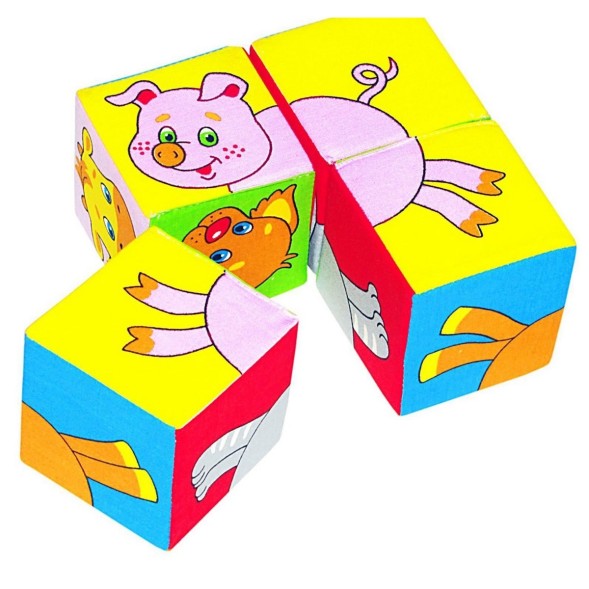 Набор развивающих мягких кубиков «Собери картинку. Домашние животные», Мякиши