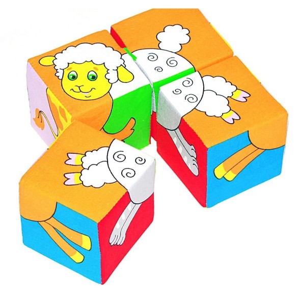 Набор развивающих мягких кубиков «Собери картинку. Домашние животные», Мякиши