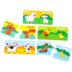 Пазлы мягкие для малышей Крошка Я «Кто моя мама?», 5 пазлов, от 1 года