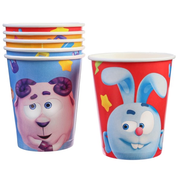 Набор бумажной посуды, на 6 персон"С днем рождения!", Смешарики