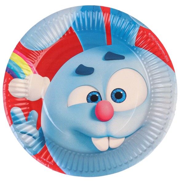 Набор бумажной посуды, на 6 персон"С днем рождения!", Смешарики
