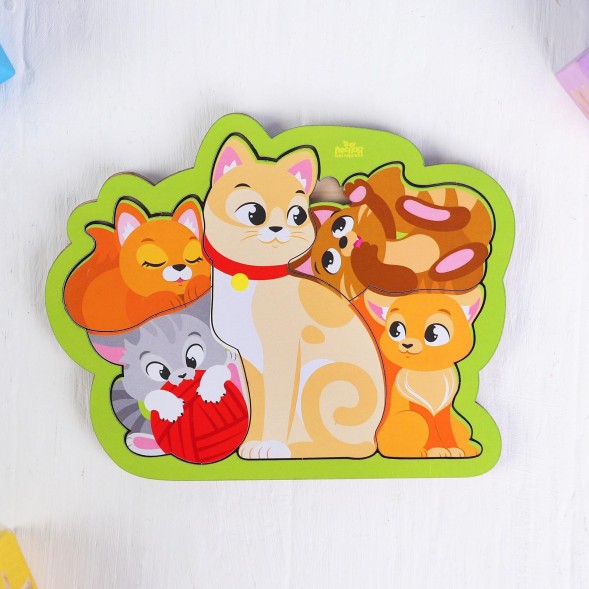 Головоломка «Кошка с котятами» для самых маленьких. Лесная мастерская