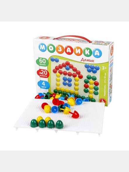 Мозаика круглая для малышей «Домик» 60 элементов, d2 см