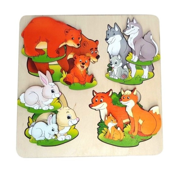 Многослойная рамка-вкладыш Больше-меньше "Дикие животные"