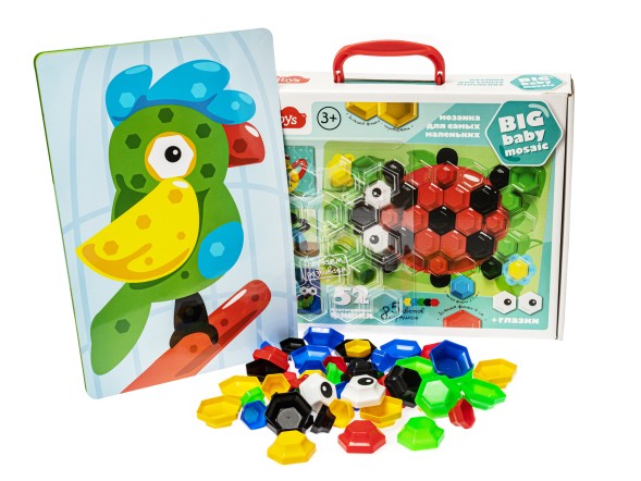 Мозаика для самых маленьких 52 элемента. Пуговицы с трафаретами