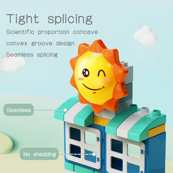 Развивающий конструкторы с шариками и горками Happy Sunday, 209 крупных деталей. Нижняя платформа в набор не входит