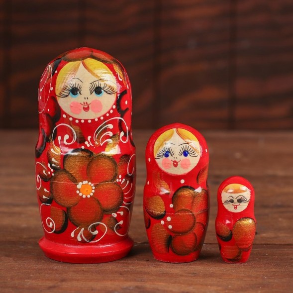 Матрёшка 3 в 1, расписная, цвет микс