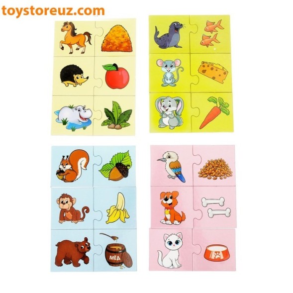 Парные пазлы "Кто что ест?", 24 детали