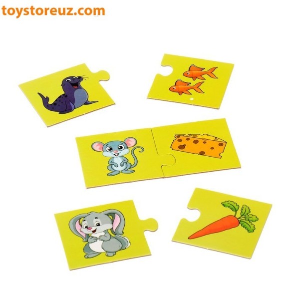 Парные пазлы "Кто что ест?", 24 детали