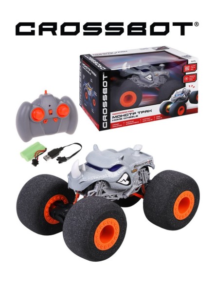 Машина р/у Монстр Носорог HomeWheel, 4х4, мягкие колеса, идеальная машина для дома, 4WD, аккум. Crossbot