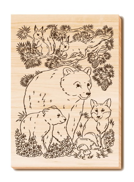 Набор досок для выжигания и росписи «Животный мир» с нанесенным рисунком (5 штук). Десятое королевство