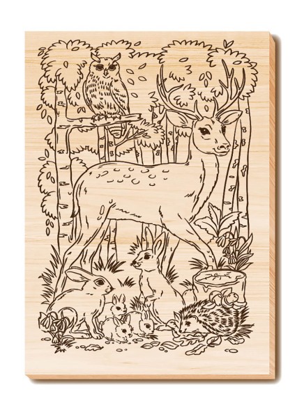 Набор досок для выжигания и росписи «Животный мир» с нанесенным рисунком (5 штук). Десятое королевство